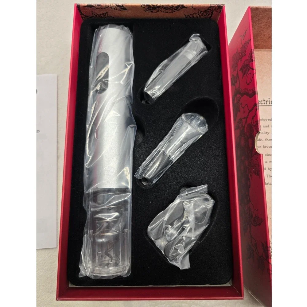 Brentwood Electric Wine Opener Set with Foil Cutter Stopper Aerator Silver NEW